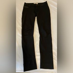 CALVIN KLEIN mid-waisted dressy black pants leathery accents